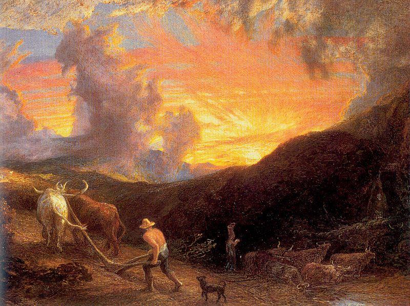 Palmer, Samuel Ploughing at Sunset China oil painting art
